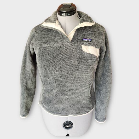 Patagonia Sweater Women's M Gray Fleece 1/4 Snap Pullover PolarTec Thermal Pro - Picture 1 of 7